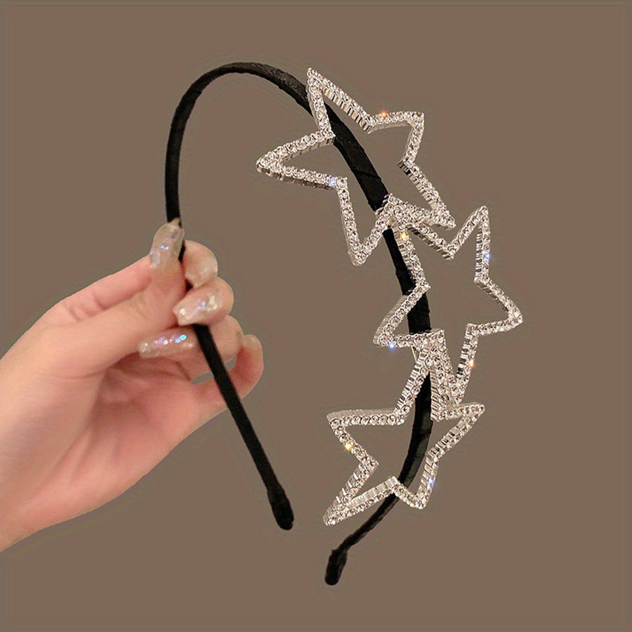 Children's Starry Rhinestone Headband ?1pc Luxurious Hollowed-Out Five-Point Star Hairband, Iron Material, for Girls Ages 3-14 ?Fashionable Y2K Hair Accessory for Securing Hair