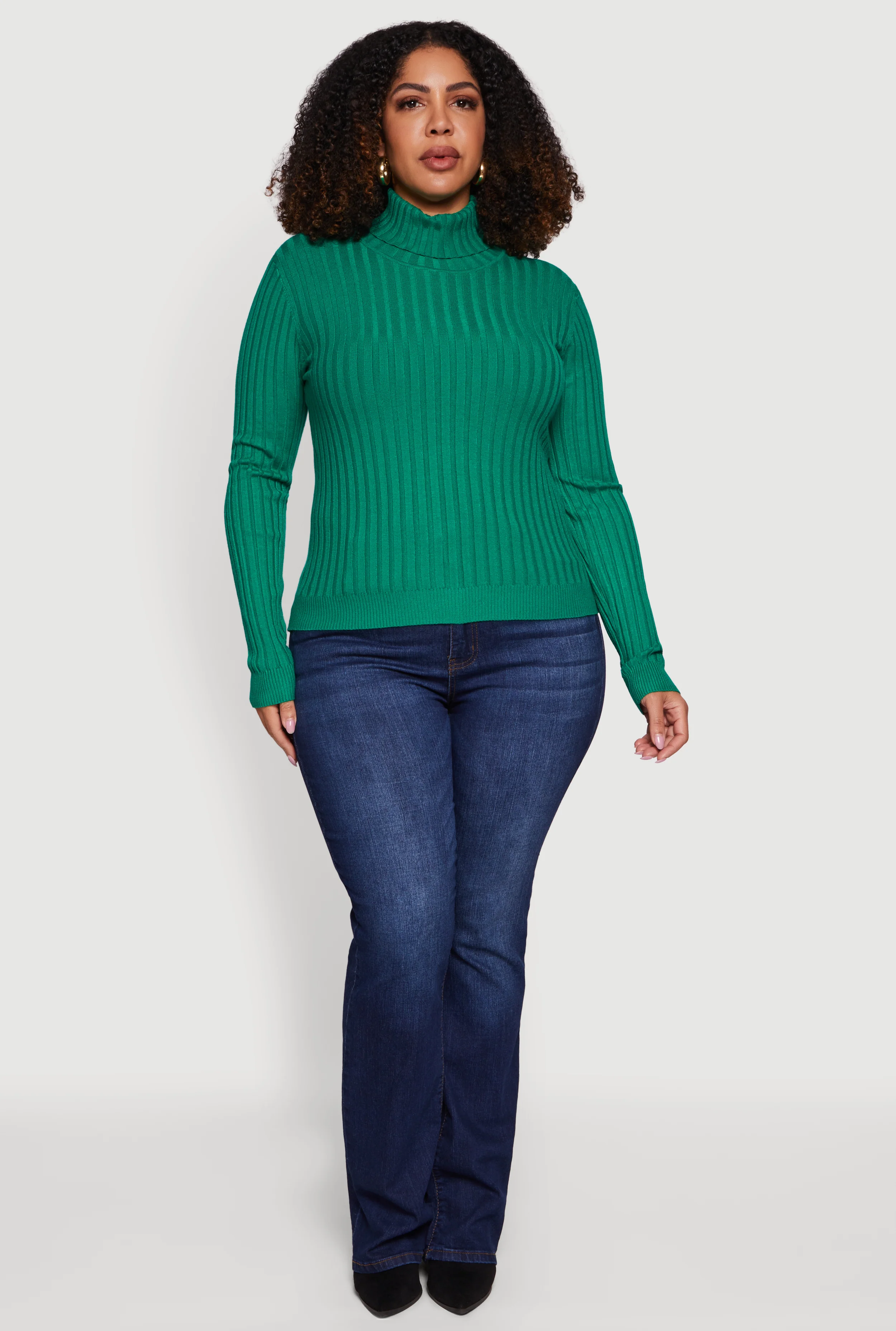 Plus Size Ribbed Knit Turtleneck Sweater